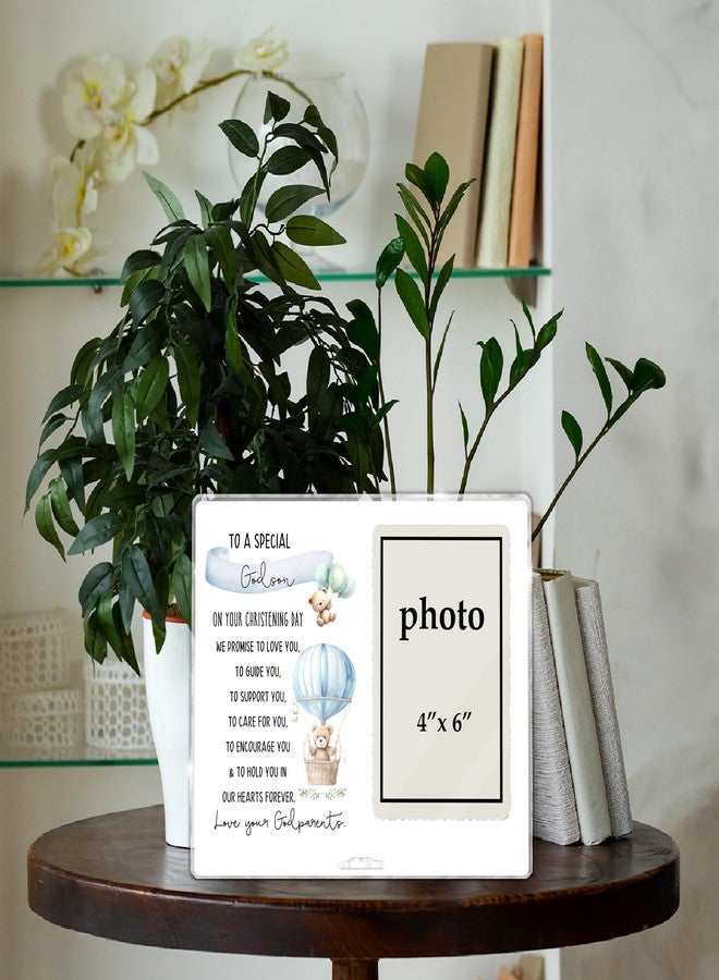 CIANMGD Boy Baptism Gifts Picture Frame, Godson Gift from Godparents, Christening Gifts for Boys, Catholic Baby Boy Gift Photo Frame for 4 x 6 Inch Photo - Image 3
